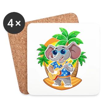 Lustige Elefant Cartoon Sommer Strand Sonnenbrille - Untersetzer (4er-Set) - Weiß - Vorne