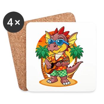 Lunettes de soleil de plage d’été de dessin animé de dragon drôle - Dessous de verre (lot de 4) - blanc - Devant