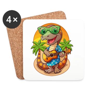 Drôle Serpent Dessin Animé Plage D’été Lunettes De Soleil Guitare - Dessous de verre (lot de 4) - blanc - Devant