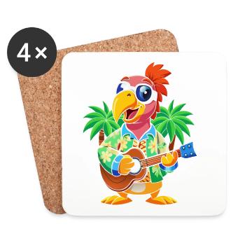 Lustige Papageien-Cartoon-Sommer-Strand-Sonnenbrille - Untersetzer (4er-Set) - Weiß - Vorne
