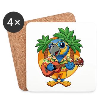Lustige Papageien-Cartoon-Sommer-Strand-Sonnenbrille - Untersetzer (4er-Set) - Weiß - Vorne