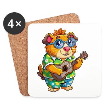 Lustige Meerschweinchen Cartoon Sommer Strand Sonnenbrille - Untersetzer (4er-Set) - Weiß - Vorne