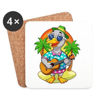 Lustige Gans Cartoon Sommer Strand Sonnenbrille Gitarre - Untersetzer (4er-Set) - Weiß - Vorne
