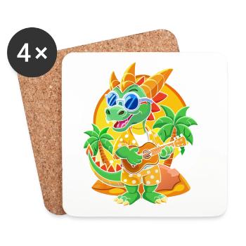 Lunettes de soleil de plage d’été de dessin animé de dragon drôle - Dessous de verre (lot de 4) - blanc - Devant
