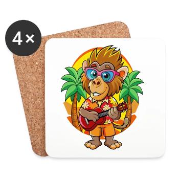 Lustige Pavian Cartoon Sommer Strand Sonnenbrille - Untersetzer (4er-Set) - Weiß - Vorne