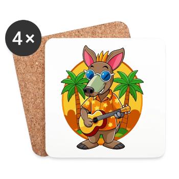 Funny Aardvark Cartoon Summer Beach Sunglasses - Coasters (set of 4) - white - Front