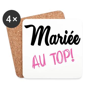 HOCHZEIT. HERZ. PAAR. ICH HABE GERADE GEHEIRATET. Junggesellinnenabschied - Untersetzer (4er-Set) - Weiß - Vorne