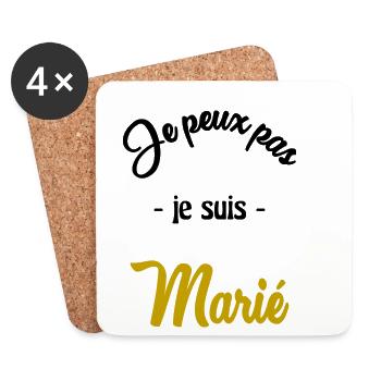 JUST MARRIED. EVJF - Dessous de verre (lot de 4) - blanc - Devant