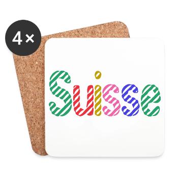 SCHWEIZ. HUMOR. LAND. FLAGGE. GENF. LAUSANNE - Untersetzer (4er-Set) - Weiß - Vorne