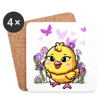 Küken Ostern Kind Kinder - Untersetzer (4er-Set) - Weiß - Vorne