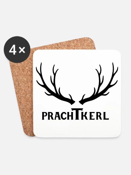 Prachtkerl Hirschgeweih Geschenk - Idee - Untersetzer (4er-Set) - Weiß