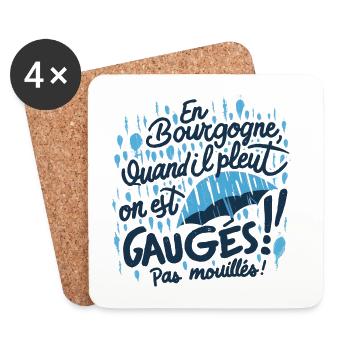 Bourgogne sous la pluie: pas mouillés - Dessous de verre (lot de 4) - blanc - Devant