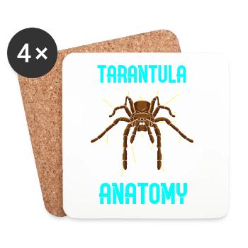 Anatomie de l’araignée tarante - Graphique drôle - Dessous de verre (lot de 4) - blanc - Devant