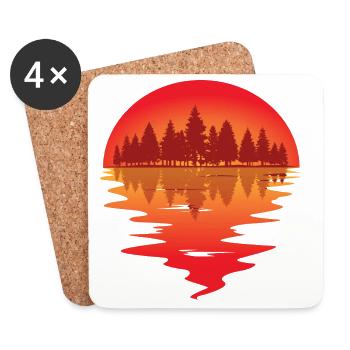 Sonnenuntergang am Waldsee - Untersetzer (4er-Set) - Weiß - Vorne