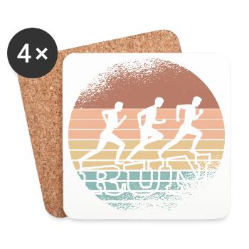 Retro Sunset Runner Trio - Coasters (set of 4) - white - Front