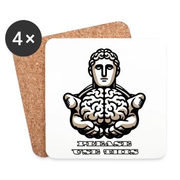 S’il vous plaît utilisez ce cerveau - conception stoïque amusante - Dessous de verre (lot de 4) - blanc - Devant