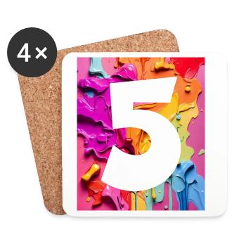 NON. 5 NUMÉRO 5 COLORÉ 5E ANNIVERSAIRE - Dessous de verre (lot de 4) - blanc - Devant