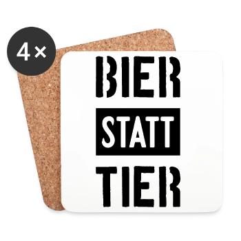 BIER STATT TIER VEGAN VEGANER - Untersetzer (4er-Set) - Weiß - Vorne