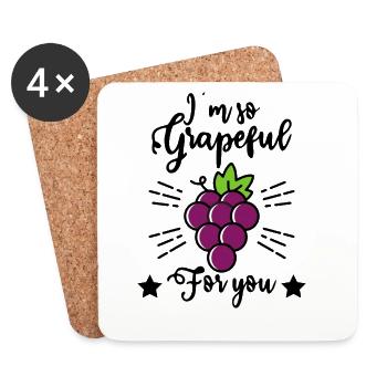 I'm So Grapeful For You – Funny Grape Motif - Coasters (set of 4) - white - Front