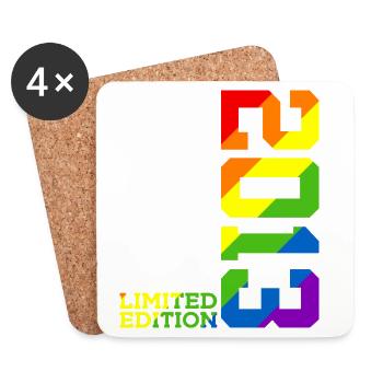 LGBTQ 2013 RAINBOW QUEER 12E ANNIVERSAIRE PRIDE - Dessous de verre (lot de 4) - blanc - Devant