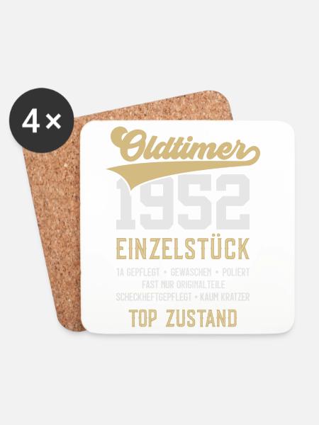74. GEBURTSTAG OLDTIMER 1952 - Untersetzer (4er-Set) - Weiß