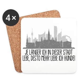 je länger ich in Wien lebe, desto mehr liebe Hunde - Untersetzer (4er-Set) - Weiß - Vorne