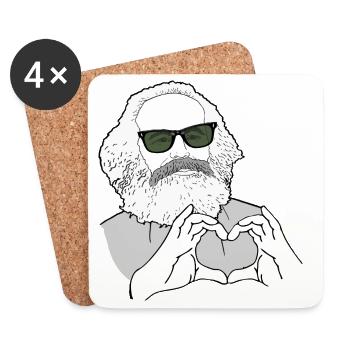 Karl Marx Hände bilden ein Herz Marxisten - Untersetzer (4er-Set) - Weiß - Vorne