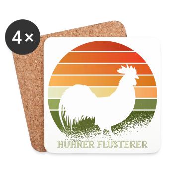 Coq des chuchoteurs de poulet - Dessous de verre (lot de 4) - blanc - Devant