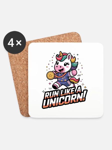 Renne wie ein Einhorn! - Untersetzer (4er-Set) - Weiß