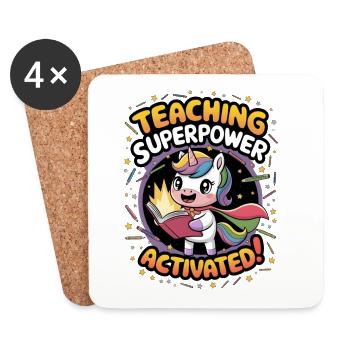 Teaching Superpower Activated! - Coasters (set of 4) - white - Front