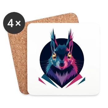 Low-poly Squirrel - Coasters (set of 4) - white - Front