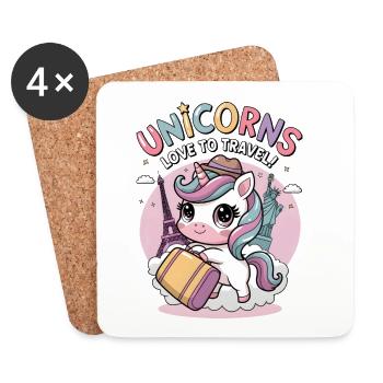 Unicorns Love To Travel! - Coasters (set of 4) - white - Front