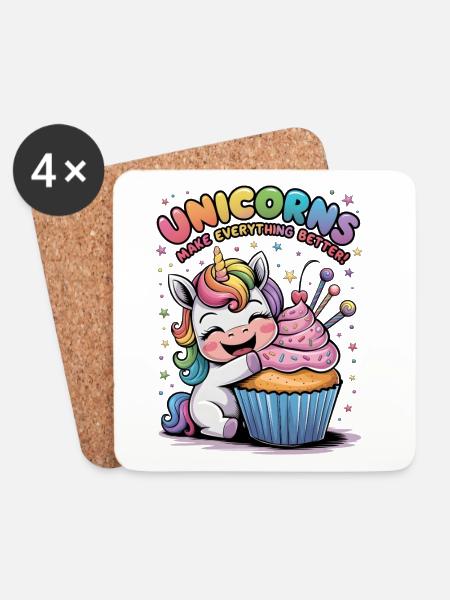 Unicorns Make Everything Better - Coasters (set of 4) - white