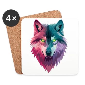 Spirit Wolf - Coasters (set of 4) - white - Front
