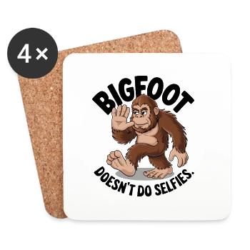 Bigfoot Doesn't Do Selfies - Coasters (set of 4) - white - Front