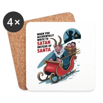 Accidentally Write To Satan Instead Of Santa - Coasters (set of 4) - white - Front