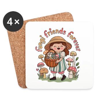 Fungi Friends Forever - Coasters (set of 4) - white - Front