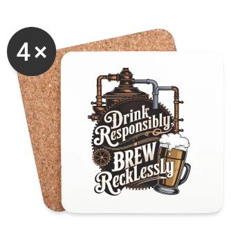 Drink Responsibly, Brew Recklessly - Coasters (set of 4) - white - Front