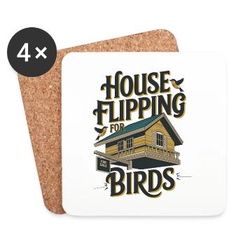 Retournement de maison pour les oiseaux - Dessous de verre (lot de 4) - blanc - Devant