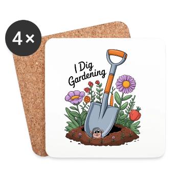 I Dig Gardening - Coasters (set of 4) - white - Front