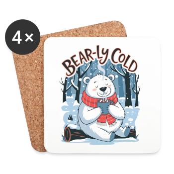 Bear-ly Cold - Coasters (set of 4) - white - Front