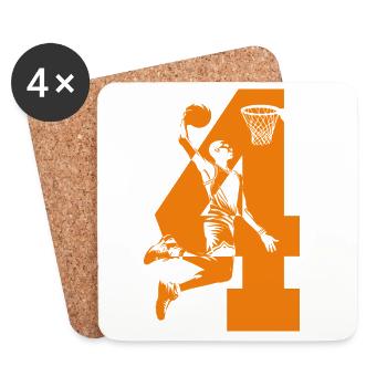 NUMBER 4 BASKETBALL 4TH BIRTHDAY - Coasters (set of 4) - white - Front