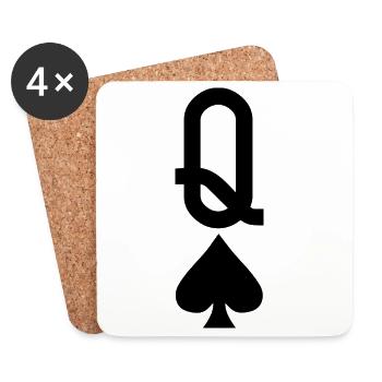Poker Playing Card - Spades Lady - Coasters (set of 4) - white - Front