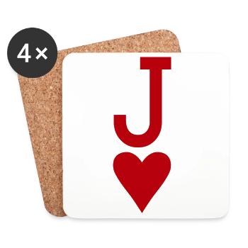 Poker Playing Card - Heart Jack - Coasters (set of 4) - white - Front