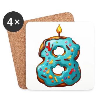 NUMBER 8 CAKE SWEET 8TH BIRTHDAY - Coasters (set of 4) - white - Front