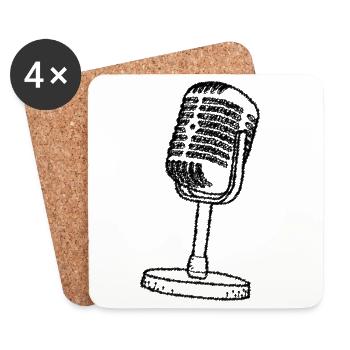 Microphone - Retro - drawn - Coasters (set of 4) - white - Front