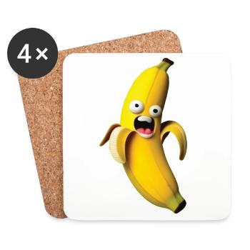 Expressive banana figure with a face - Coasters (set of 4) - white - Front