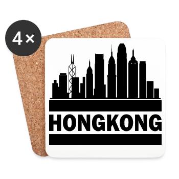 Hong Kong Skyline Souvenir Asia Buddha Gift Om - Coasters (set of 4) - white - Front