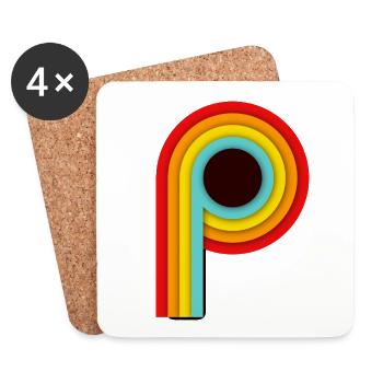 Retro Design Stripes P - Coasters (set of 4) - white - Front