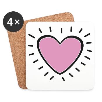 Pastel Pink Heart Radiant Charm - Coasters (set of 4) - white - Front